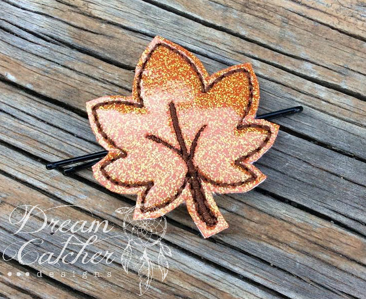 In The Hoop Leaf Leaves Bobby Pin Felt Embroidery Design The Creative