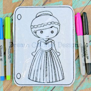 In The Hoop Anne Inspired Princess Coloring Page Embroidery Design