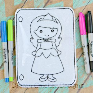 In The Hoop Audrey Inspired Princess Coloring Page Embroidery Design