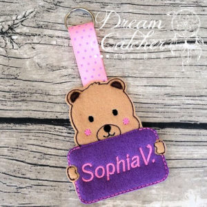 In The Hoop Bear Holding Sign Bow Holder Felt Embroidery Design