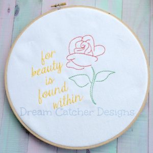 Beauty Within Redwork Sketch Hoop Art  Applique Embroidery Design