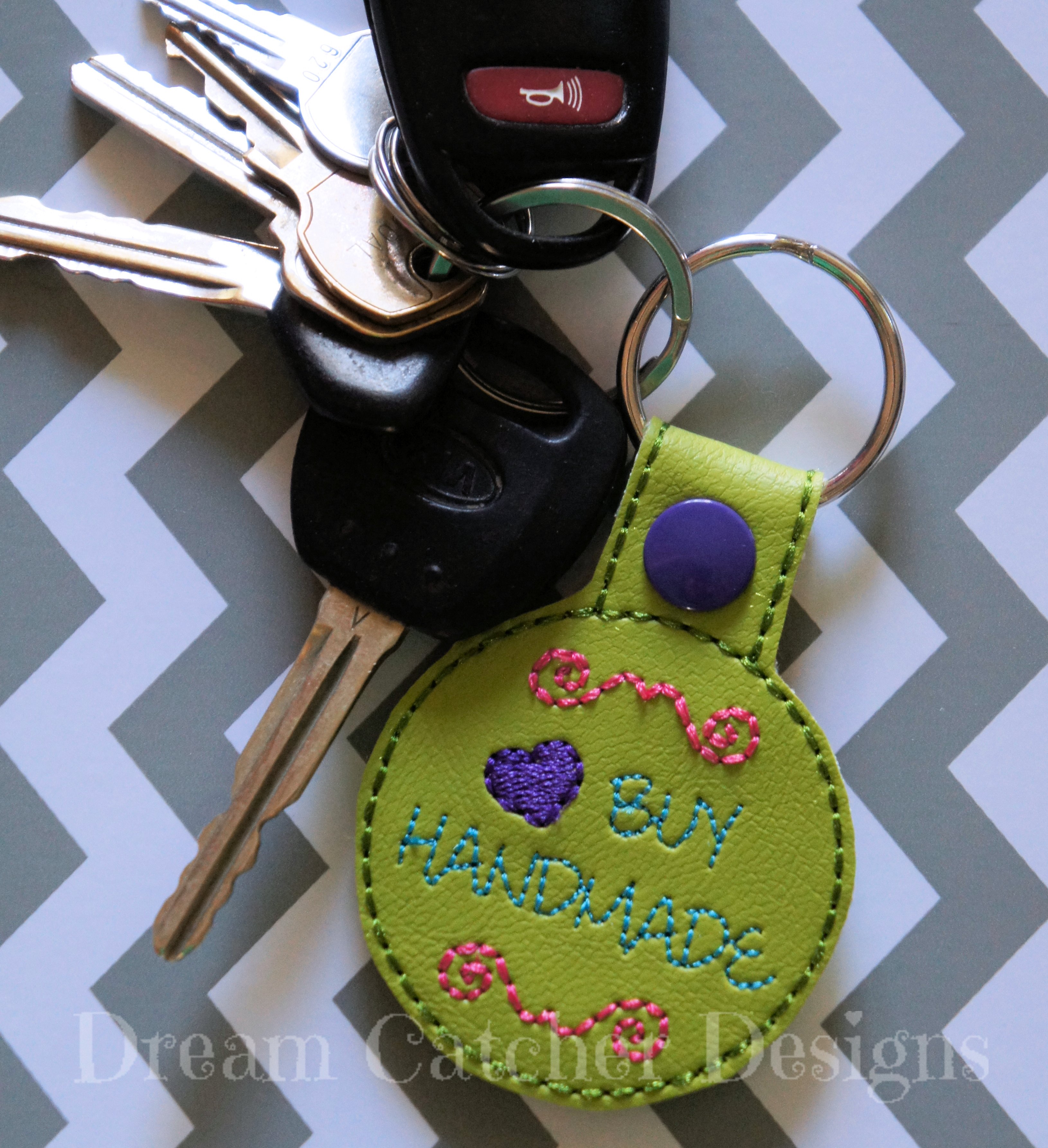 In The Hoop I Heart Geeks Key Fob Keychain Felt Embroidery Design