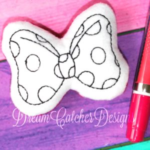 In The Hoop Cute Bow Coloring Doodle It Embroidery Design