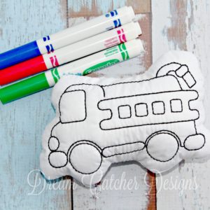 In The Hoop Fire Truck Coloring Doodle It Embroidery Design
