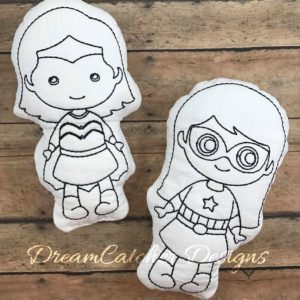 In The Hoop Super Girl Hero Inspired Coloring Doodle It Embroidery Design