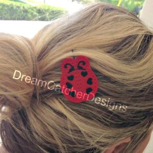 In The Hoop Lady Bug Bobby Pin Felt Embroidery Design