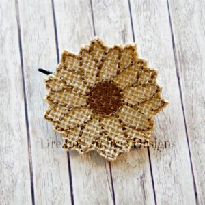 In The Hoop Sun Flower Bobby Pin Felt Embroidery Design