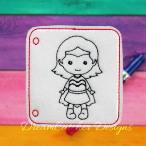 In The Hoop Super Girl Hero Inspired Coloring Page Embroidery Design