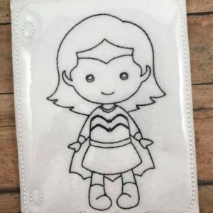 In The Hoop Super Girl Hero Inspired Coloring Page Embroidery Design