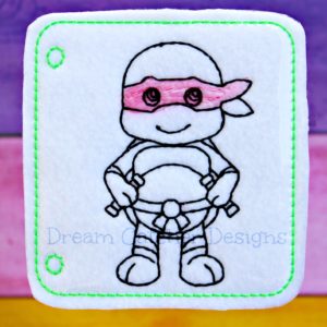 In The Hoop Warrior Turtle Hero Inspired Coloring Page Embroidery Design