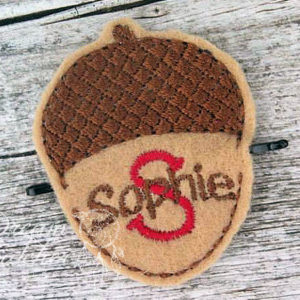 In The Hoop Acorn Bobby Pin Felt Embroidery Design