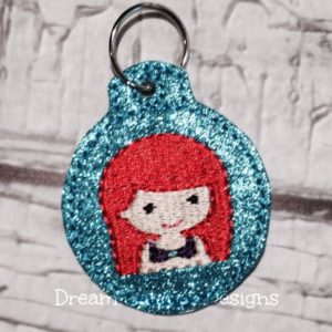 In The Hoop Amy Princess Key Fob Keychain Felt Embroidery Design