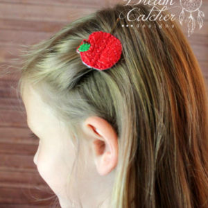 In The Hoop Apple Bobby Pin Felt Embroidery Design