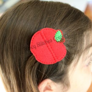 In The Hoop Apple Bobby Pin Felt Embroidery Design