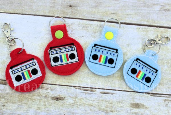 In The Hoop Boom Box Key Fob Keychain Felt Embroidery Design - Image 4