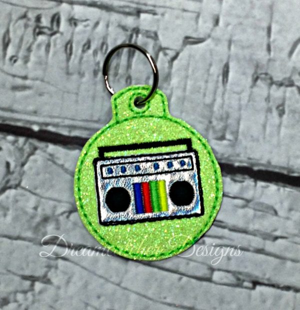 In The Hoop Boom Box Key Fob Keychain Felt Embroidery Design - Image 3