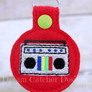 In The Hoop Boom Box Key Fob Keychain Felt Embroidery Design