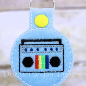 In The Hoop Boom Box Key Fob Keychain Felt Embroidery Design