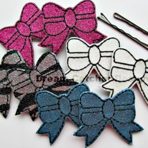 In The Hoop Bow Bobby Pin Felt Embroidery Design