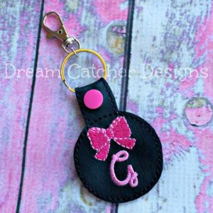 In The Hoop Bow Key Fob Keychain Felt Embroidery Design