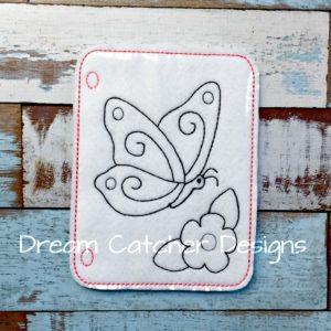 In The Hoop Butterfly and Flower Coloring Page Embroidery Design