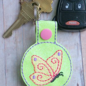 In The Hoop Butterfly Key Fob Keychain Felt Embroidery Design