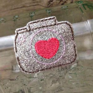 In The Hoop Camera Heart Bobby Pin Felt Embroidery Design