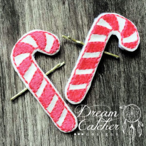 In The Hoop Candy Cane Bobby Pin Felt Embroidery Design