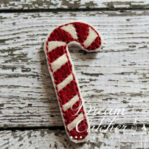 In The Hoop Candy Cane Bobby Pin Felt Embroidery Design