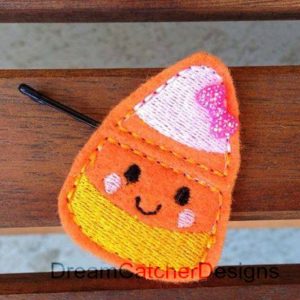 In The Hoop Candy Corn Bobby Pin Felt Embroidery Design