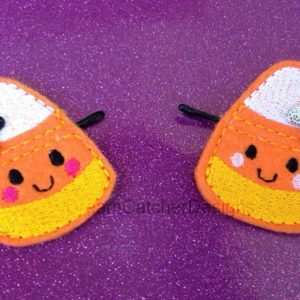 In The Hoop Candy Corn Bobby Pin Felt Embroidery Design