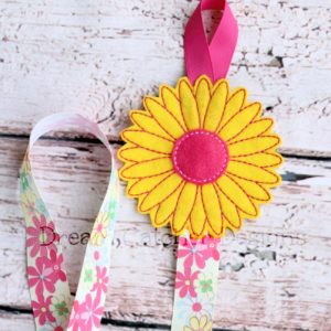 In The Hoop Daisy Flower Bow Holder Felt Embroidery Design
