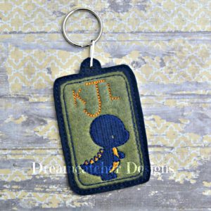 In The Hoop Dino Felt Luggage Tag Embroidery Design