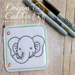 In The Hoop Elephant Coloring Page Embroidery Design