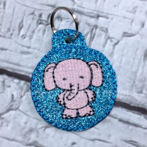 In The Hoop Elephant Key Fob Keychain Felt Embroidery Design