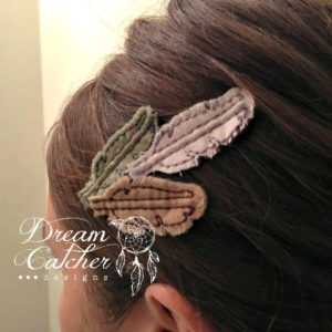 In The Hoop Raggy Feather Bobby Pin Felt Embroidery Design