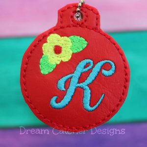 In The Hoop Small Flower Key Fob Keychain Felt Embroidery Design