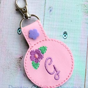 In The Hoop Small Flower Key Fob Keychain Felt Embroidery Design