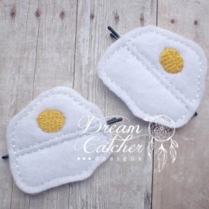 In The Hoop Fried Egg Bobby Pin Felt Embroidery Design