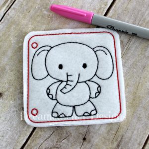 In The Hoop Full Elephant Coloring Page Embroidery Design
