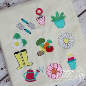 Set of 11 Gardening Mini Filled Embroidery Design