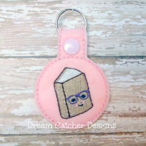 In The Hoop Geeky Book Key Fob Keychain Felt Embroidery Design