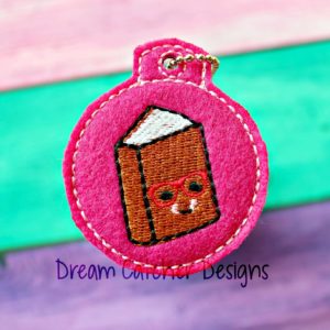 In The Hoop Geeky Book Key Fob Keychain Felt Embroidery Design