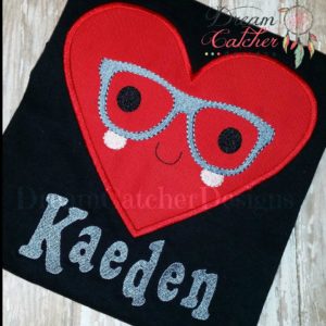 Geeky Heart Valentine Applique Embroidery Design