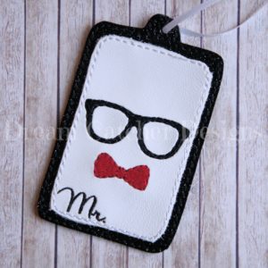 In The Hoop Geeky Mr Felt Luggage Tag Embroidery Design