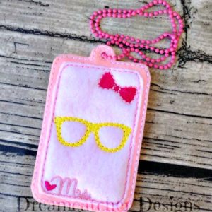 In The Hoop Geeky Mrs Felt Luggage Tag Embroidery Design