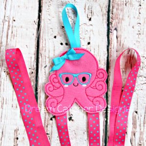 In The Hoop Geeky Octopus Bow Holder Felt Embroidery Design
