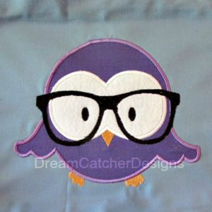 Geeky Owl Applique Embroidery Design