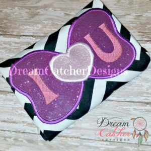 Bow Heart Valentine Applique Embroidery Design