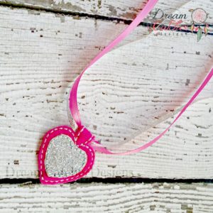 In The Hoop Heart Pendant Felt Charm Feltie Embroidery Design